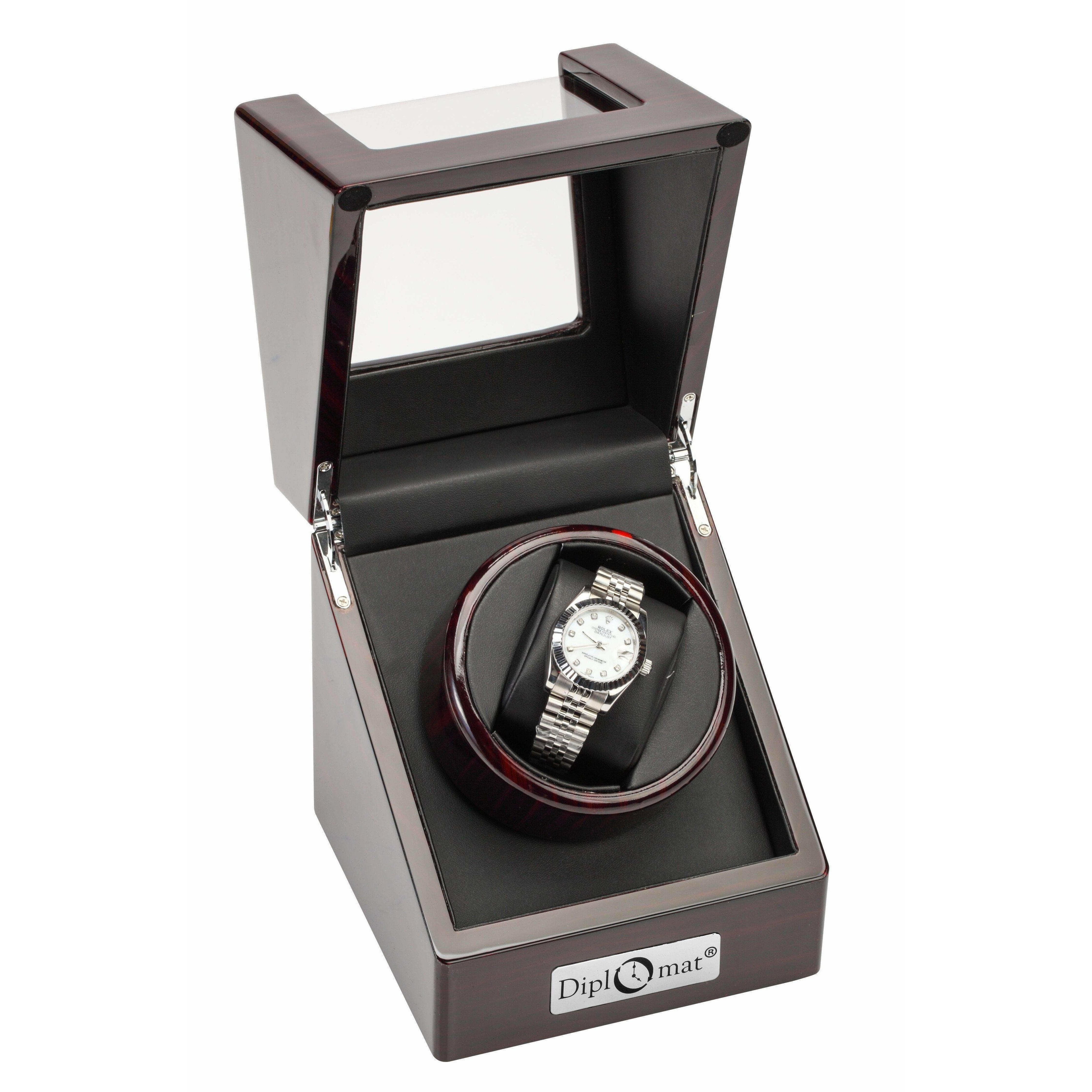 Diplomat 31-407 Estate Ebony Wood Finish Single Watch Winder - LUX