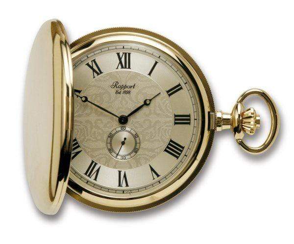 Rapport London Quartz Full Hunter Gold Plated Pocket Watch with Champagne Dial