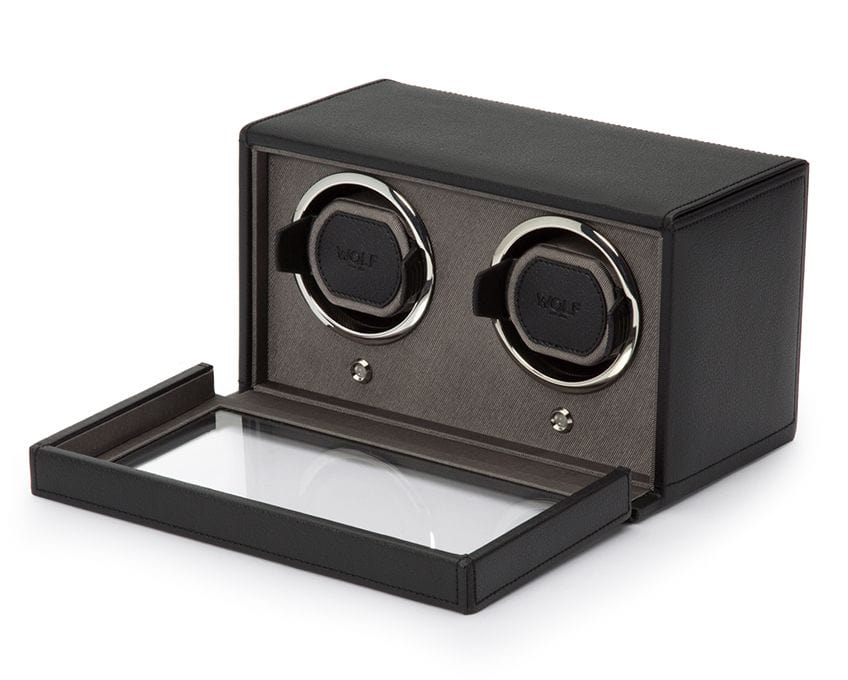 WOLF Cub Double Watch Winder with Cover LUX Watch Winders