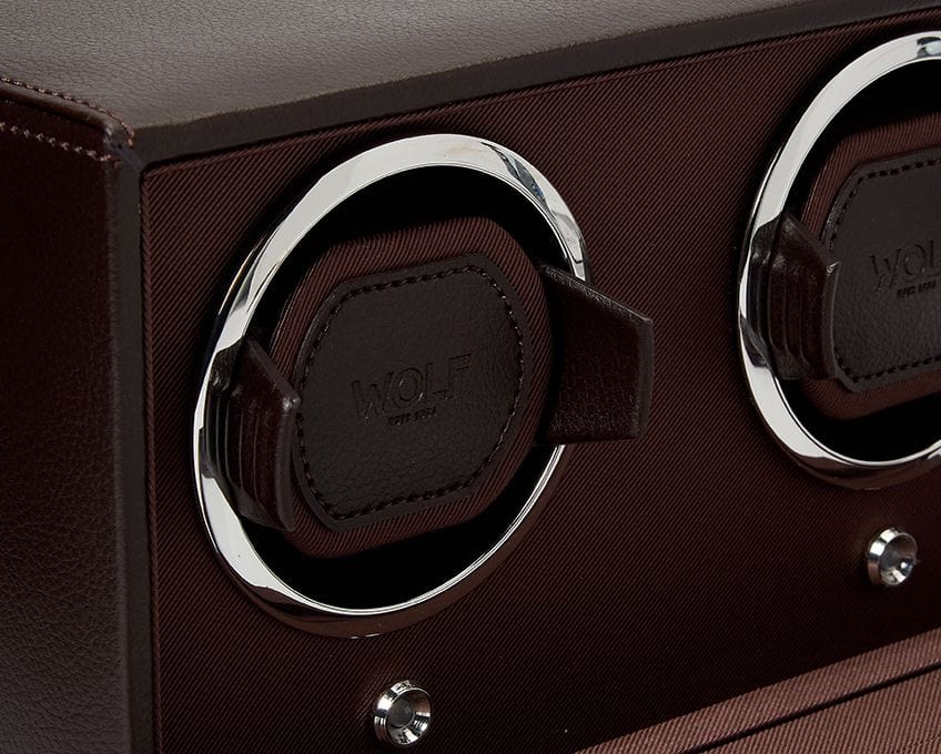 WOLF Cub Double Watch Winder with Cover LUX Watch Winders