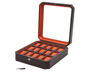 Wolf Watch Box Brown/Orange WOLF Windsor 15 Piece Watch Box